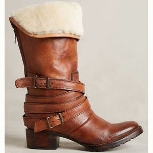 Freebird Dillon Leather Shearling Boots in Cognac Size 9